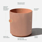 Veradek Demi Series Round Planter for Porch, Patio, Backyard | Durable Plastic-Stone Composite Material | Modern Décor for Tall Plants, Flowers (Terracotta, 20 inch - 2 Pack)