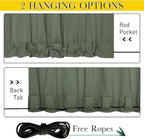 NICETOWN 2 Panels Weighted Blackout Outdoor Curtains for Patio Waterproof, Grommet & Back Tab on top and Bottom Windproof Privacy Thermal Drapes for Cabana with Fixed Rope, W52 x L95, Greyish Green