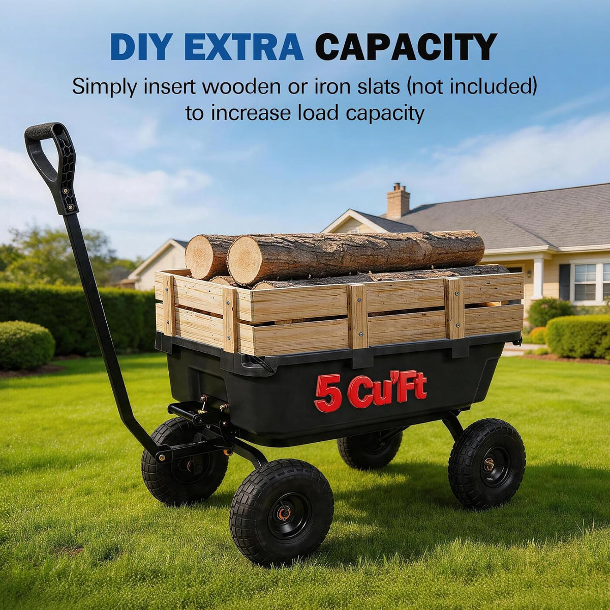bilt hard 900 lbs poly garden dump cart, close-up detail