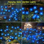 Kohlrabi Solar Garden Lights Outdoor, 2 Pack 20 LED Solar Blue Firefly Lights Waterproof, Sway by Wind, Swaying Light for Yard Patio Backyard Garden Planter Flower Bed Pathway Outdoor Decoration