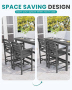 SERWALL 41" Outdoor Bar Table, All Weather HDPE Patio Bar Counter Height Table, Rectangle Patio Bar Table for Outside, Garden, Backyard, Balcony, Poolside, Grey