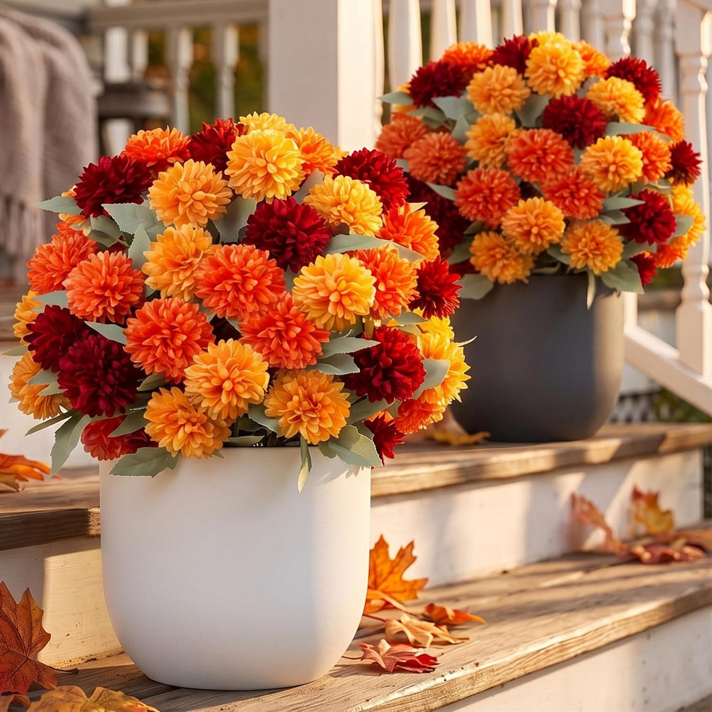 auihiay fall flowers artificial topiary balls, fake mums, package contents
