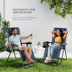 Nestl Zero Gravity Chairs Set of 2, Patio Lounge Chair Outdoor with Pillows & Cup Holder Trays, Adjustable Steel Mesh Reclining Camping Chair, Folding Patio Lawn Chair for Deck, Beach, Yard - Blue
