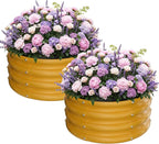 ZXZYHFTY Round Galvanized Raised Garden Bed kit,Yellow Outdoor Garden Raised Planter Box, Round Large Metal Raised Garden Beds for Vegetable 2 * 2 * 1ft 2 Pcs
