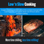 Slow 'N Sear® Deluxe Charcoal Basket Insert for 22" Weber Kettle Grills – Patented Stainless Steel Two-Zone Cooking Accessory with Removable Water Reservoir for Low & Slow Smoking and Searing