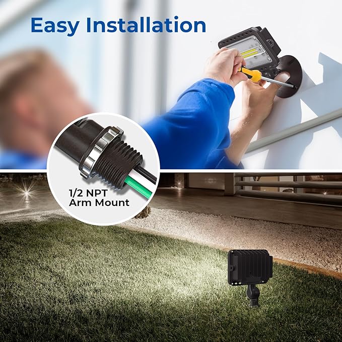 CINOTON 20W LED Flood Lights Outdoor, IP65 Waterproof Exterior Security Wall Lights with 180°Knuckle, 2800LM 120V Outside Aluminum Lighting Fixture for Buidings Garage Doorway 5000K 4 Pack, UL Listed