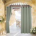 RYB HOME Outdoor Curtains for Patio Waterproof Block Sunlight Thermal Insulated Privacy Assured Thick Outside Curtains for Pergola, Cabana, Gazebo, W52 x L72, Sea Green, 1 Panel