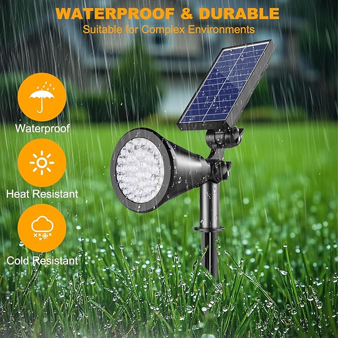 Solar Spot Lights Outdoor, Color Changing Spot Lights Outdoor 36 LEDs, Adjustable Solar Powered Multicoloured Spotlights Wall Lights for Garden Holiday Christmas Decorations-3 Pack (RGB)