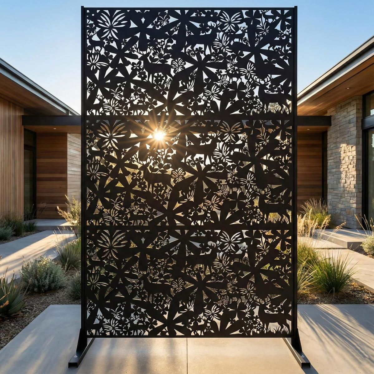 metal privacy screen outdoor 6ft – freestanding laser, main product view