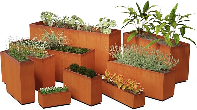Plantercraft Large Rectangular Planters for Outdoor Plants – 72x24x24 Corten Steel Planter Box for Patios & Gardens | Extra Large Outdoor Planters, Fully Assembled, Heavy Duty 11-Gauge USA Steel