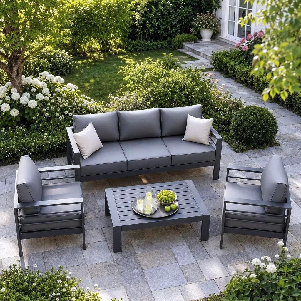 amopatio aluminum patio furniture set with 5'' thick, main product view