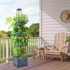 GENMOUS Raised Garden Bed with Tomato Planter Box Trellis, 56'' Tomato Cages for Garden, Tomato Planter Cage for Patio for Climbing Plants Vegetable Vine Flowers Outdoor & Indoor, 4 Pack