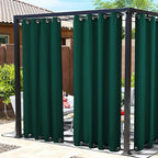 NICETOWN Canvas Patio Outdoor Curtains 95 inch Length 2 Pieces, Home Fashion Thermal Insulated Top and Bottom Grommet Indoor Outdoor Privacy Drapes for Terrace, Dark Green, W55 x L95
