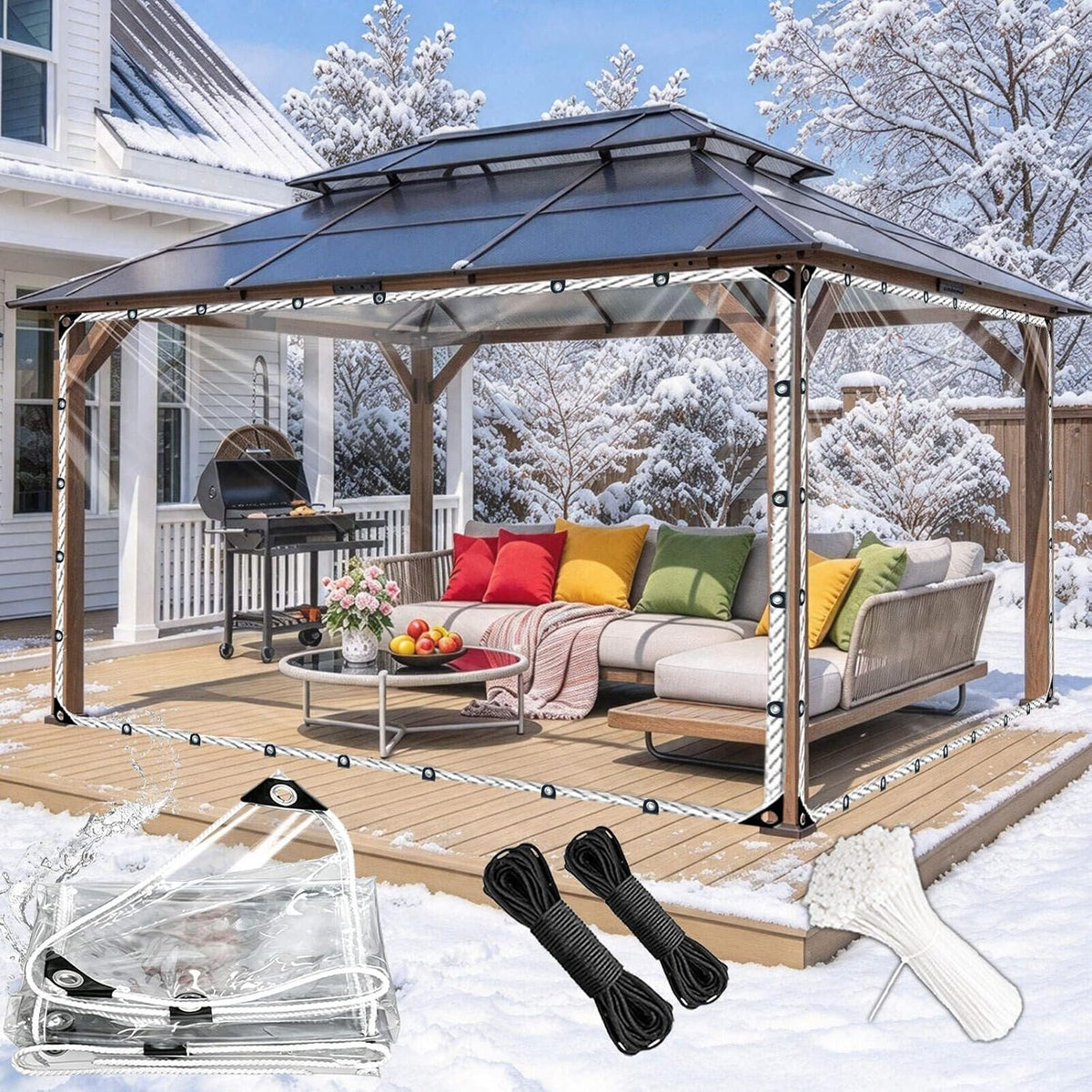 clear vinyl tarp 6x10ft 14mil heavy duty waterproof, main product view
