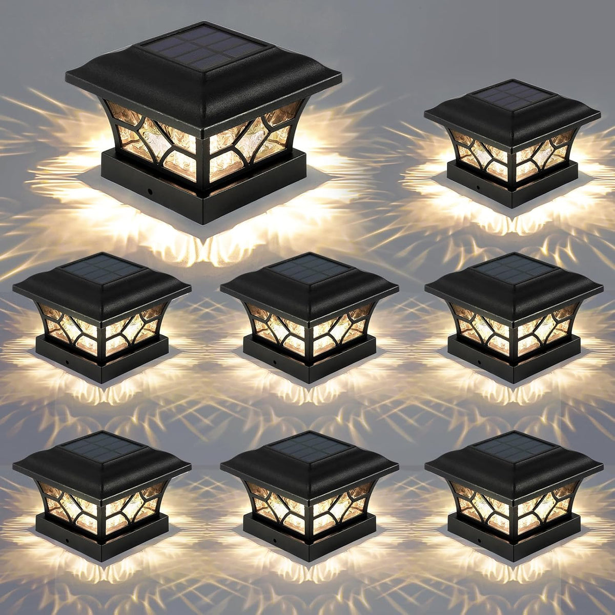 aponuo solar post cap lights 8 pack with, main product view