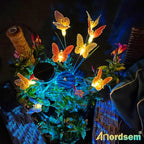 Anordsem Solar Garden Lights Outdoor: 8 Removable Fiber Optic Fabric Butterflies 4 Pack - Waterproof Fun Animal Decoration for Yard Patio - Gardening Gifts for Garden Lovers