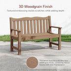Stoog Outdoor Benches Set of 2, 2-Person Poly Lumber Garden Bench with Real Wood Look, Never Fade & Rust-Proof, All-Weather for Patio, Porch, Deck, and Backyard, Teak