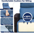 Outdoor Recliner Chair Set of 2, Wicker Patio Recliners with Adjustable Backrest and Extended Foot Rest, Reclining Patio Chairs with Flip Table & Removable Cushion Cover for Porch