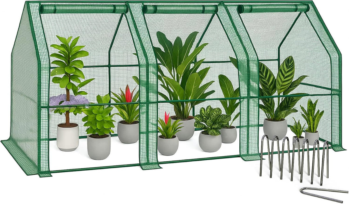 vounot® mini greenhouse with 3 roll-up zipper windows, main product view