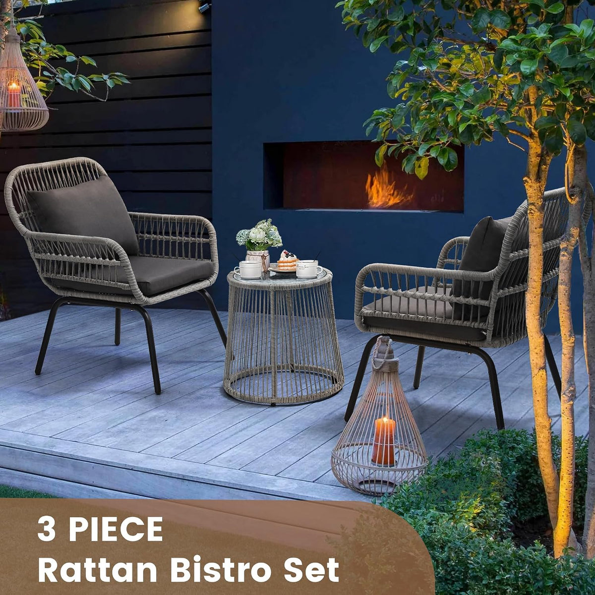 wildformers 3 pieces rattan wicker bistro set, patio shown in use