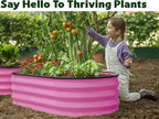 Plant & Plot Galvanized Raised Garden Beds Outdoor // 4×2×1 ft Planter Raised Beds for Gardening, Vegetables, Flowers (Pink) // Large Metal Garden Box