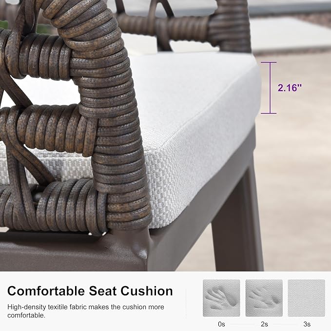 PURPLE LEAF Outdoor Rattan 24" Counter Height Bar Stools Chair Set of 2, Modern Patio Wicker Barstool with Backrest for Indoor and Outdoor, Kitchen Island, Coffee
