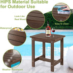 Y&M Outdoor Side Table, HIPS Adirondack Small Single Table, Waterproof Square Outside Table, Balcony Modern End Tables for Patio, Pool, Beach, Porch, Deck, Indoor or Outdoor Use (Coffee, 2 Pack)