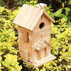 Bird House Outdoor Bird Houses for Outside Clearance,2 Hole Wooden BlueBirdHouse Finch Cardinals Hanging Birdhouse 2 Rooms Nesting Box for Wild Bird Viewing