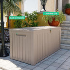 200 Gallon Resin Deck Box, Lockable Patio Outdoor Storage Box for Furniture, Garden Tools and Tools Storage, Waterproof Outside Storage Boxes - Grey