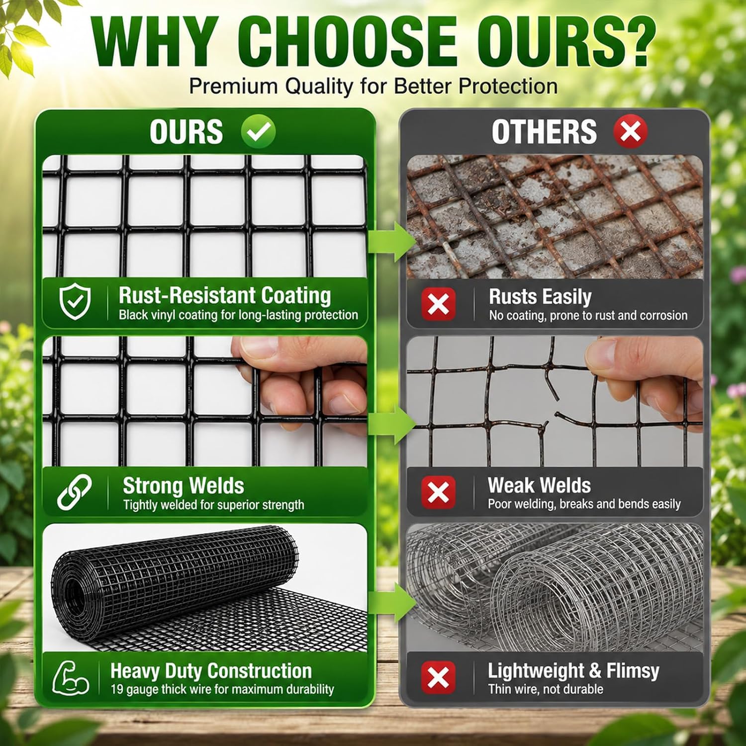 Hardware Cloth 1/2 inch Chicken Wire Fencing 48 x 100 Ft 19-Gauge | Black Vinyl Coated Wire Mesh Roll, Garden Fencing, Welded Wire Fence Roll, Wire Mesh Fencing, Rabbit Wire and Rodeng Wire