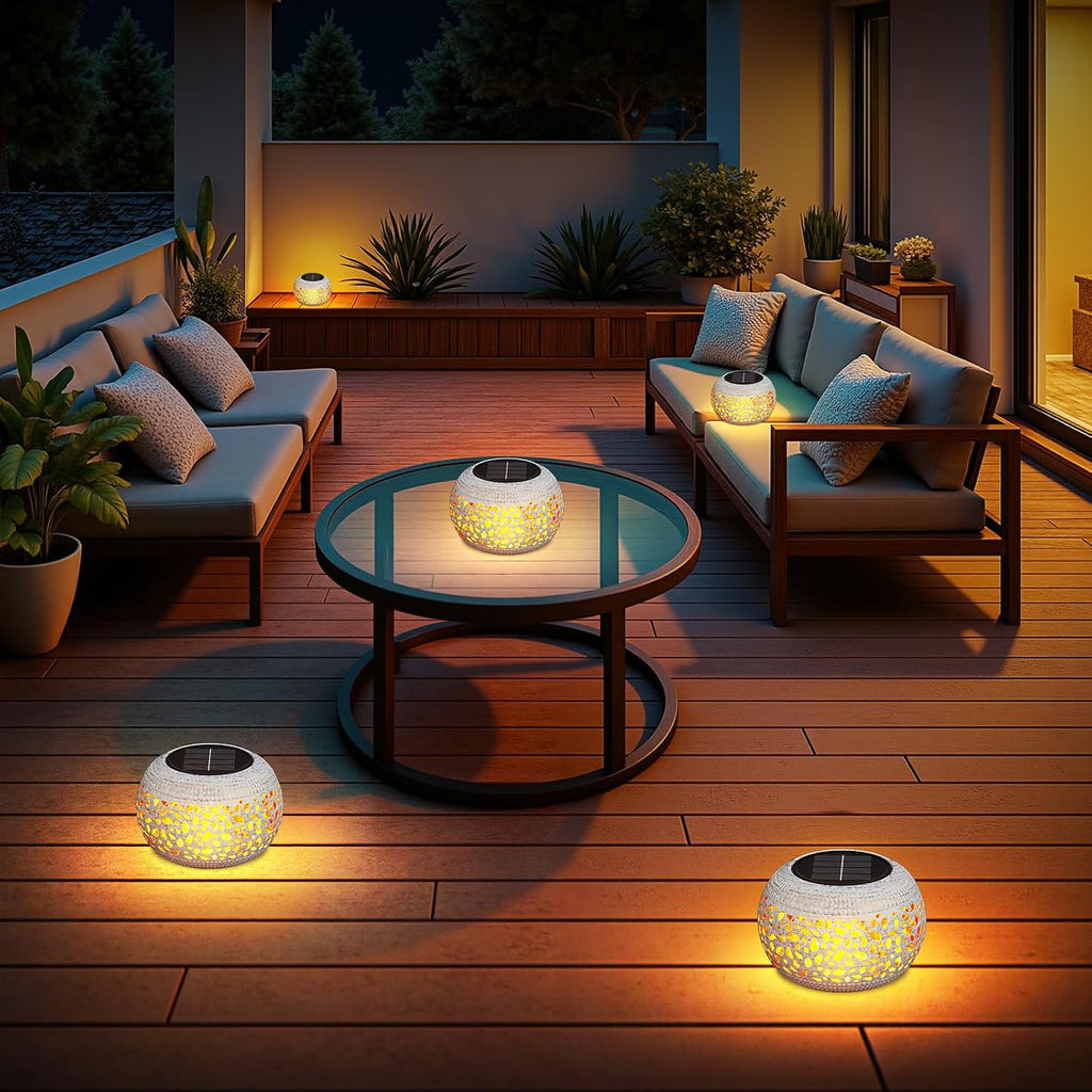 Solar Lanterns Outdoor Waterproof Table Lights: Upgraded Solar Flame Lantern, 2 Lighting Modes White Lantern Flickering Light for Garden Yard Balcony Indoor Tabletop Decor, Gifts for Women