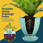 Planter Pots with Drainage Holes - Lightweight, Durable, and Space-Saving Pots for Indoor and Outdoor - Versatile Functionality, Simple Modern Design, Set of 10 Plastic Planter Pots - Aqua