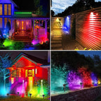 Peasur 2 Pack Solar Spot Lights Outdoor Color Changing, 7 Modes Halloween RGB Solar Powered Waterproof Spotlight, Landscape Lighting for Outside Yard Garden Pathway