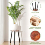 Wood Plant Stands Indoor, 16.7" Tall Plant Stand Outdoor Mid-Century Plant Stool, Single Plant Table Modern Small Round Side/End Table for Living Room, Balcony, Office (Brown)