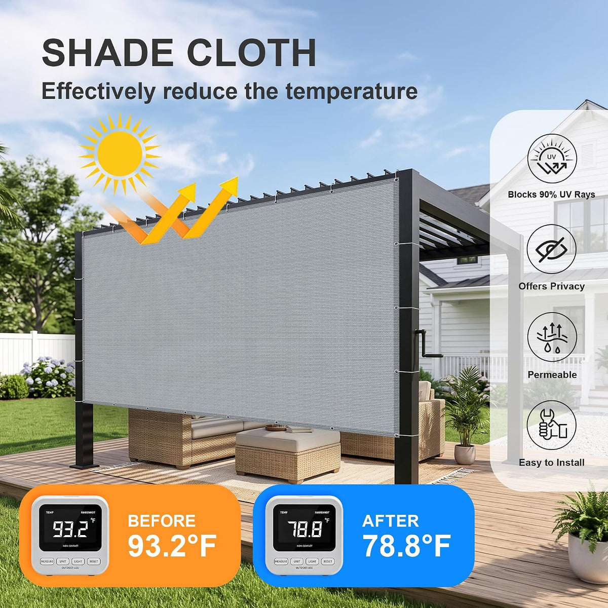 sunny guard shade cloth 8x24 ft sun shade shown in use