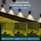 Solar Spot Lights Outdoor，Solar Lights Outdoor Waterproof IP68，Dark Sensing Auto On/Off，Suitable for Garden, Corridor Landscape Lighting and Flag Lighting (Warm White, 2-Pack)