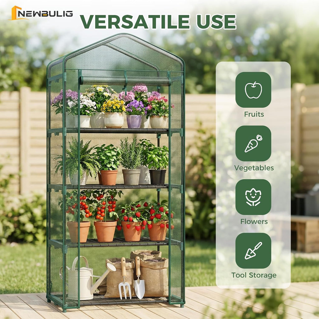 newbulig 27"x19"x63" mini greenhouse, with durable zipper door, package contents