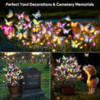 Solar Lights Outdoor Garden Decor: 8 Pack 136 Silk Butterflies with 176 Color-Changing LEDs - Auto On/Off 12H Magical Lighting IP65 Waterproof for Yard Patio Pathway - Unique Gifts for Mom Grandma