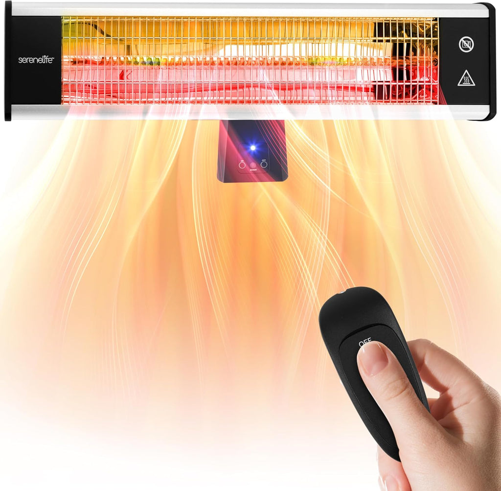 serenelife infrared patio heater, wall-mounted electric heater with shown in use