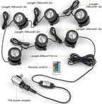 RGB Pond Lights with Timer, LED Underwater Submersible Colorful Landscape Spotlights, 98ft Remote Control IP68 Waterproof Fountain Lights for Fish Aquarium Tank Garden Yard Pool (Set of 6)