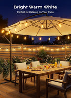 Brightown 37FT Solar String Lights Outdoor Waterproof, Patio Lights with Remote and 10+1 LED Shatterproof Bulbs, Dimmable & Timable, 3 Light Modes, Solar Lights Outdoor for Yard Camping Party Outside