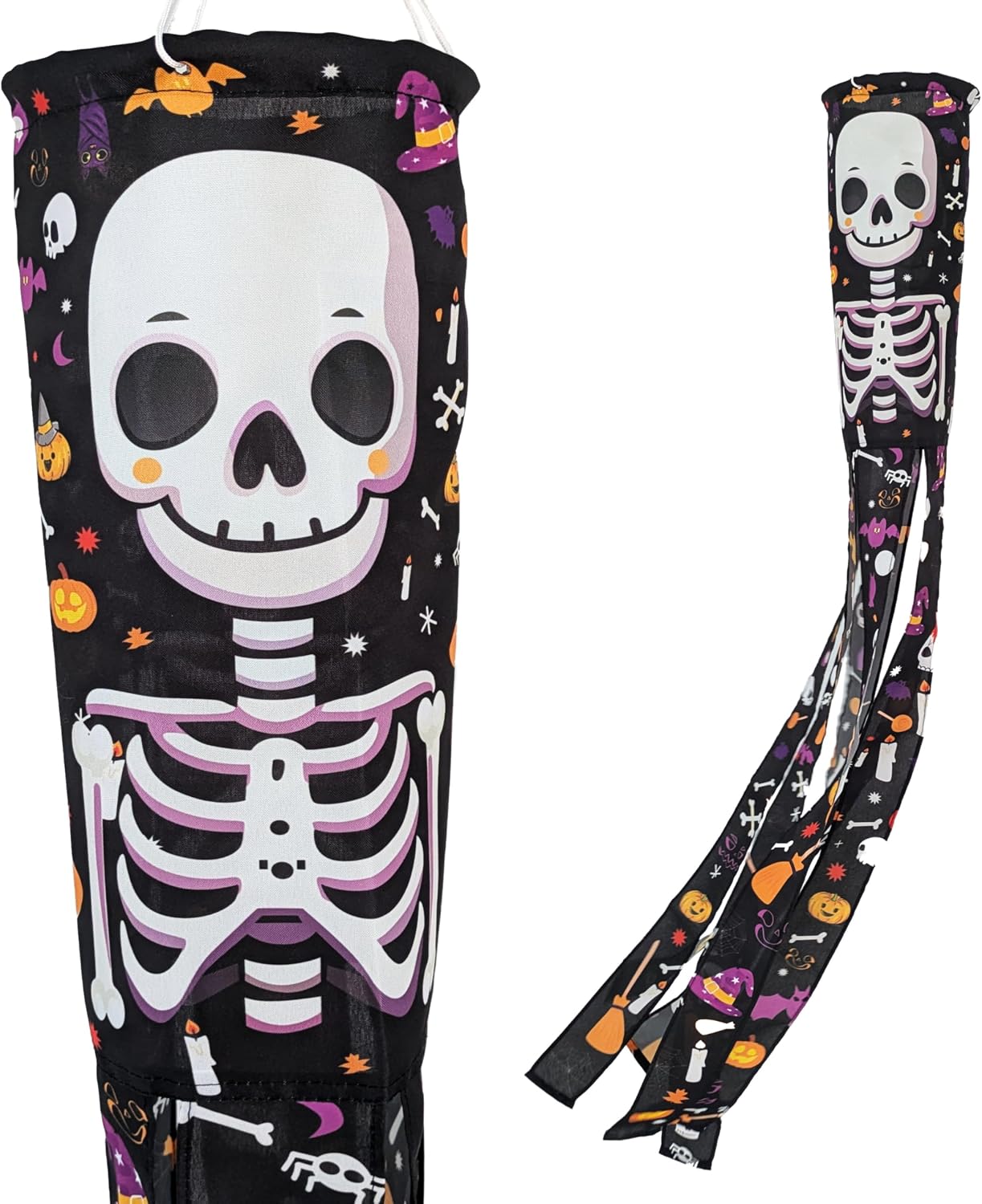 Madrona Brands Halloween Skeleton Windsock | Durable Outdoor Hanging Wind Sock Decoration | Yard, Porch, Lawn | 48 Inch