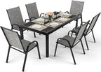 pamapic outdoor dining sets for 6, rectangular steel shown in use