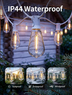 100FT Outdoor LED String Lights, White String Lights with 50 Shatterproof ST35 LED Vintage Edison Bulbs, Waterproof Hanging Patio Lights for Outside Backyard Garden