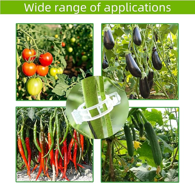 300 Pcs Plant Support Clips,Plastic Clips for Securing Plants,Tomato Vine Clips,Plant Fixing Clips,Garden Clips for Climbing Plants,Grape and Vine Vegetables (300, White)