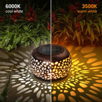 Solar Lanterns Outdoor Waterproof: 2 Pack Hollowed-Out Retro Metal Lantern Lights - Solar Lantern Decorative - Gifts for Women Mother's Day, Outside Garden Yard Patio & Indoor Tabletop Decor