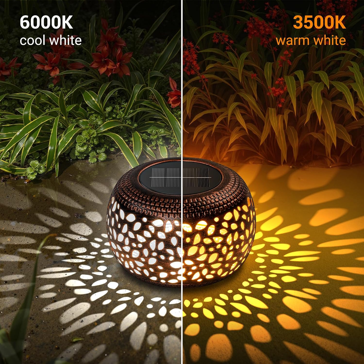 Solar Lanterns Outdoor Waterproof: 2 Pack Hollowed-Out Retro Metal Lantern Lights - Solar Lantern Decorative - Gifts for Women Mother's Day, Outside Garden Yard Patio & Indoor Tabletop Decor