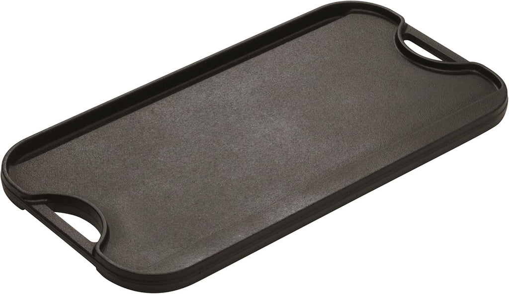 Lodge LPGI3 Cast Iron Reversible Grill/Griddle, 20-inch x 10.44-inch, Black & LGP3 Rectangular Cast Iron Grill Press, Pre-Seasoned, 6.75-inch x 4.5-inch