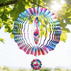 Flamingo Wind Spinner Outdoor - 12 Inch Hawaiian Style 3D Tropical Hanging Decor, Colorful Floral Iron Spinner Gift for Women, Kinetic Wind Art Ornament for Garden Yard Patio Balcony