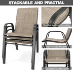 Patio Chairs Set of 8, Stackable Outdoor Dining Chairs for All Weather Textilene Fabric & Metal Frame, Outdoor Chairs Set for Backyard Deck Garden (Brown, Set of 8)
